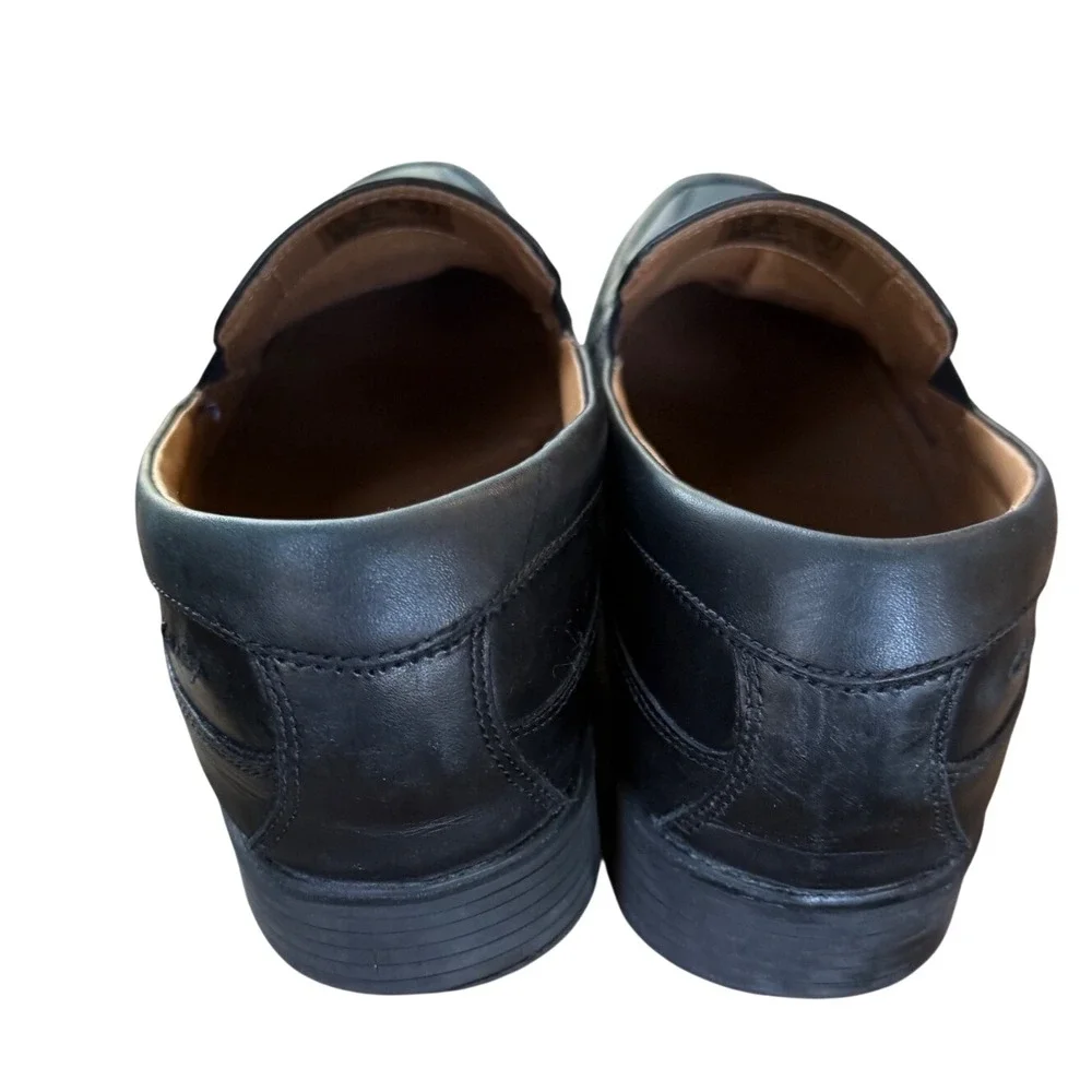 Clarks Collection Loafers Mens 10.5 Black Good Leather Square Toe Slip On Shoes